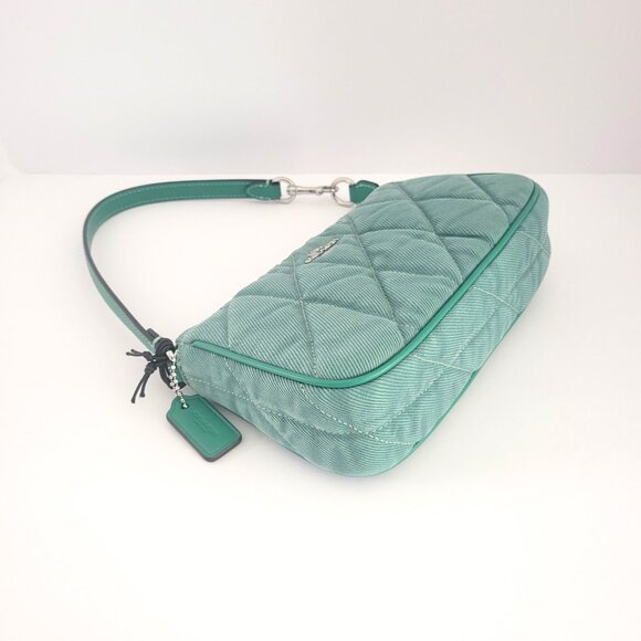 Coach CBK58 Nolita 19 Quilted Denim Small Handbag Clutch Chalk Ivy Green - Picture 6 of 7